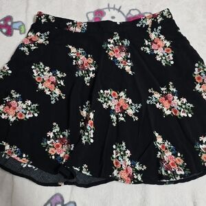 Floral Black Mini Skirt